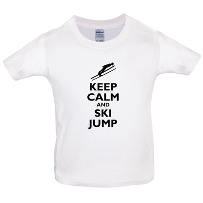 Keep Calm and Ski Jump Kids T Shirt