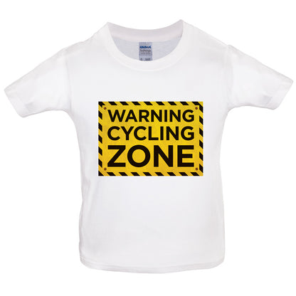 Warning Cycling Zone Kids T Shirt