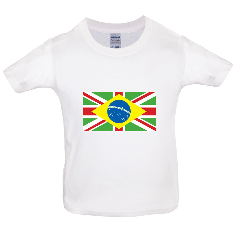 Brazil Union Jack Flag Kids T Shirt