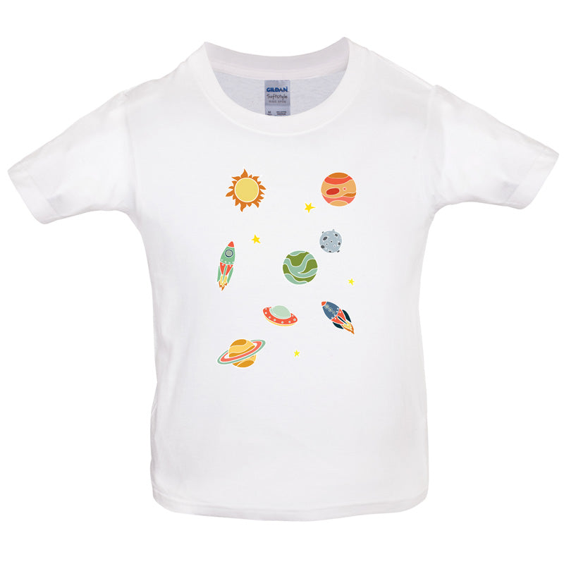 Cartoon Space Scene Kids T Shirt