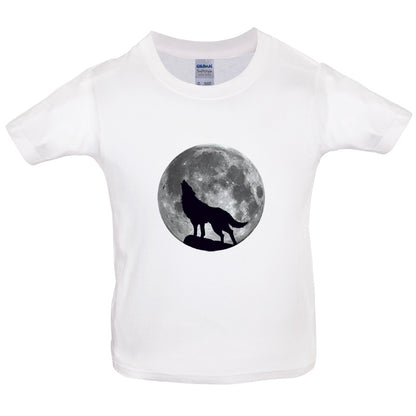 Wolf Moon Silhouette Kids T Shirt