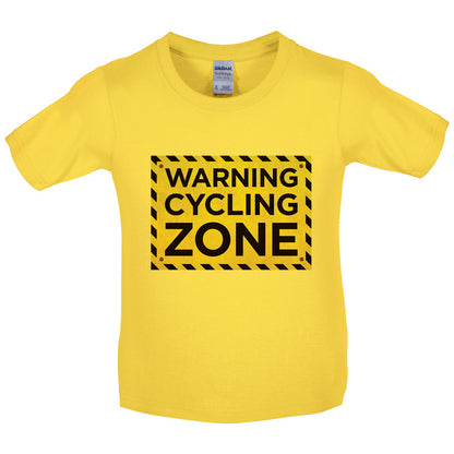 Warning Cycling Zone Kids T Shirt