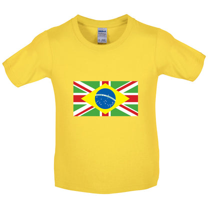 Brazil Union Jack Flag Kids T Shirt