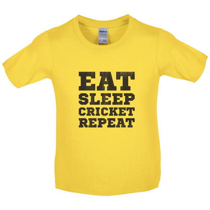 Eat Sleep Cricket Repeat Kids T Shirt