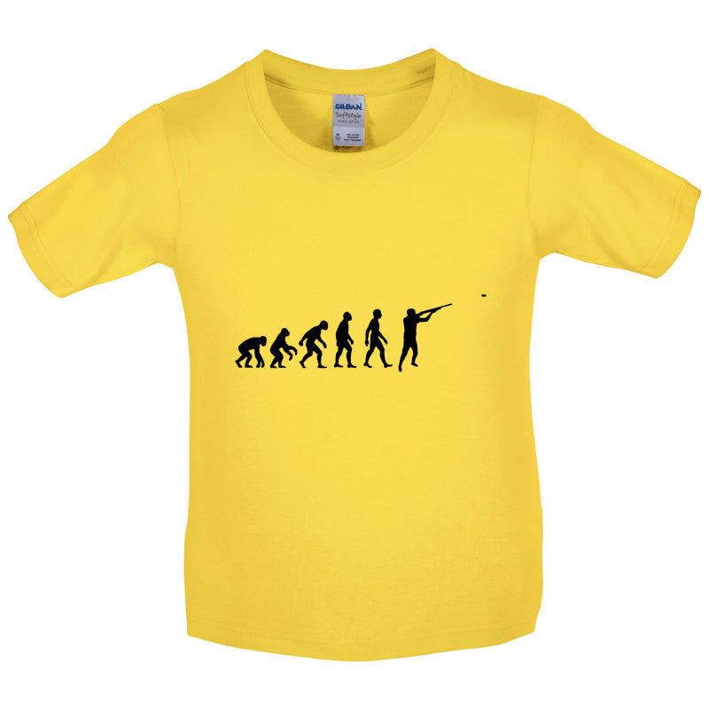 Evolution of Man Clay Pigeon Shooting Kids T Shirt