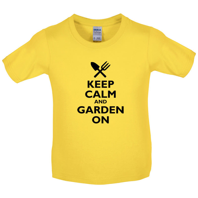Keep Calm And Garden On Kids T Shirt