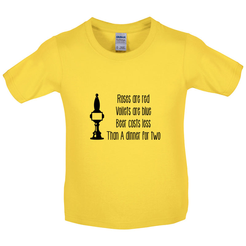 Roses Are Red Beer Costs Less Than Dinner For Two Kids T Shirt