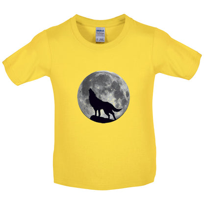 Wolf Moon Silhouette Kids T Shirt