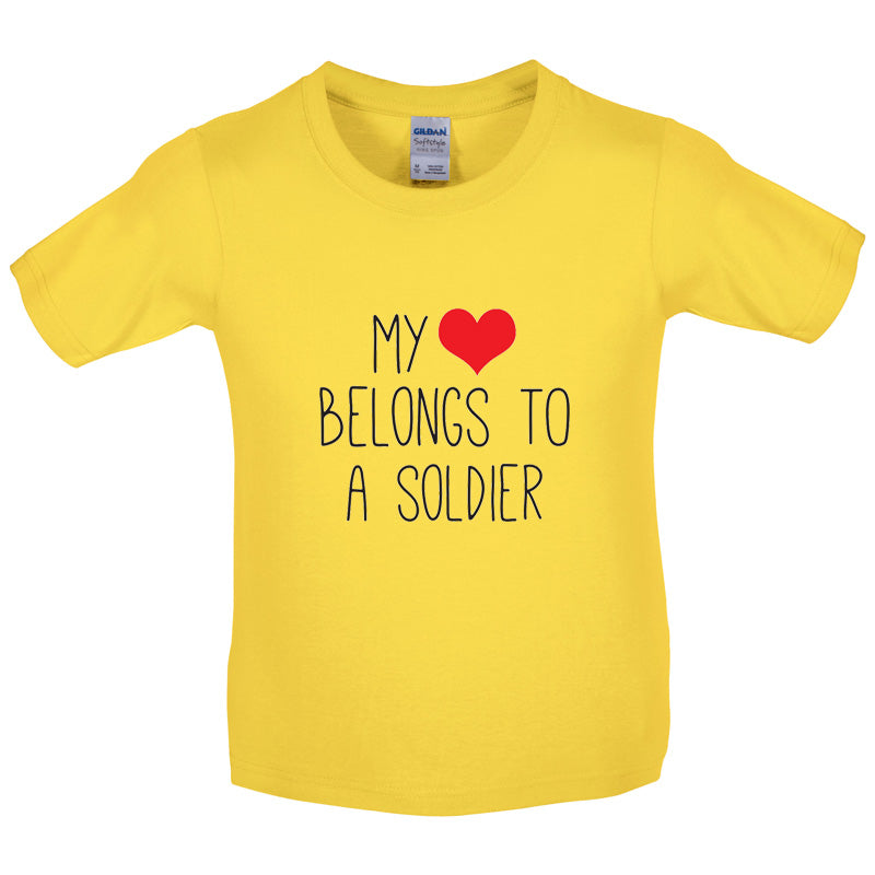 My Heart Belongs To A Soldier Kids T Shirt