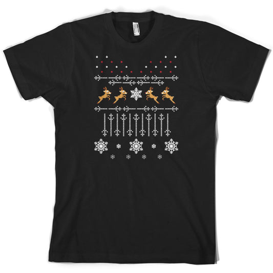 Christmas Reindeer Cross Stitch T Shirt