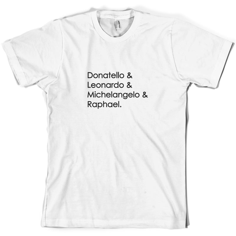 Ninja Turtle Names T Shirt