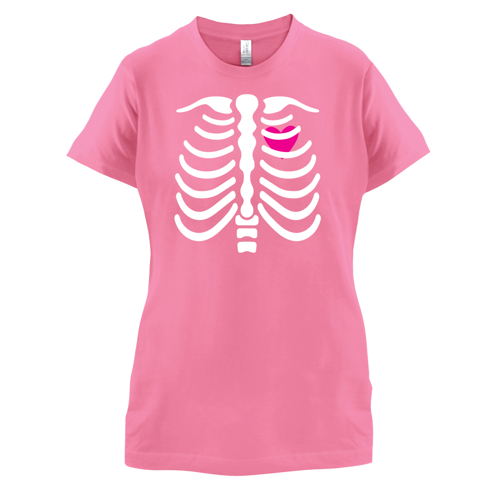 Pink Heart Skeleton T Shirt