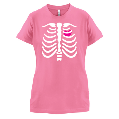 Pink Heart Skeleton T Shirt
