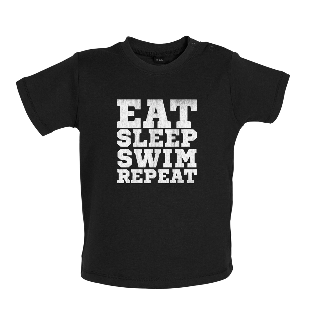 Eat Sleep Swim Repeat Baby T Shirt