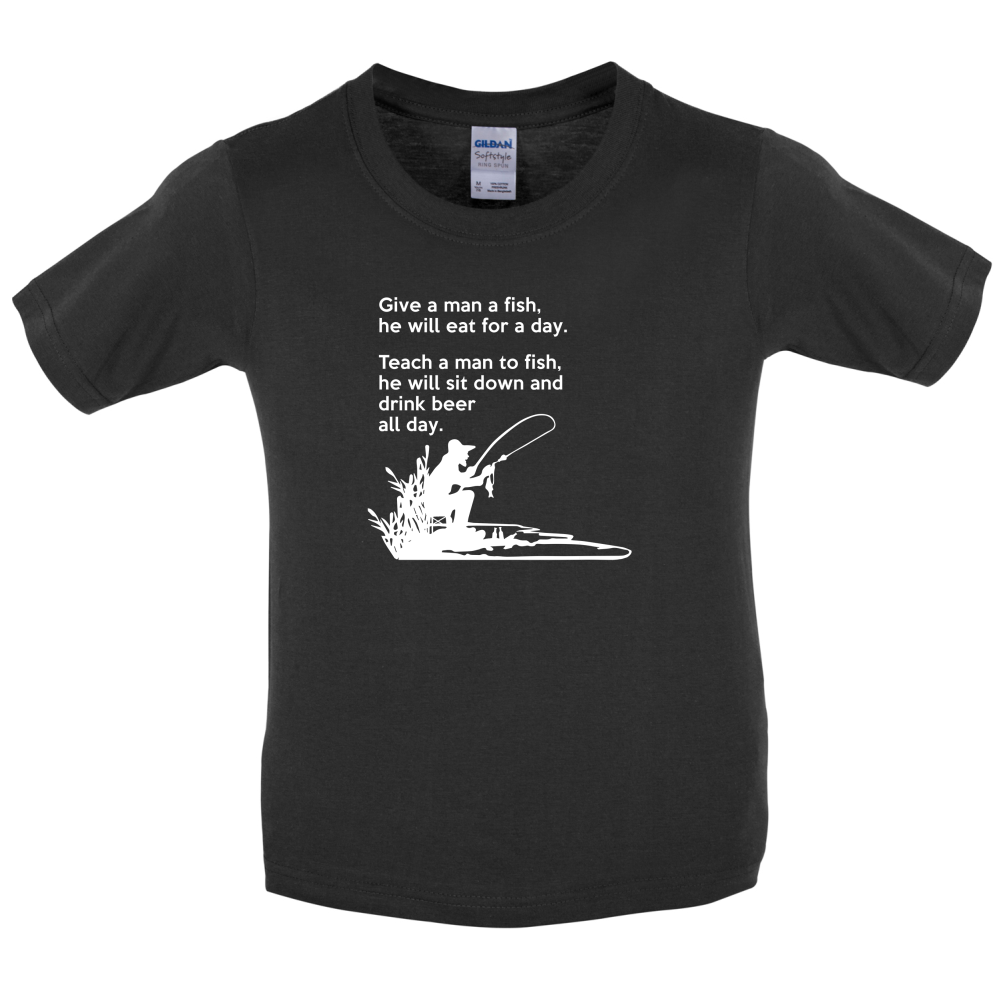 Fishing - He'll Drink Beer All Day Kids T Shirt