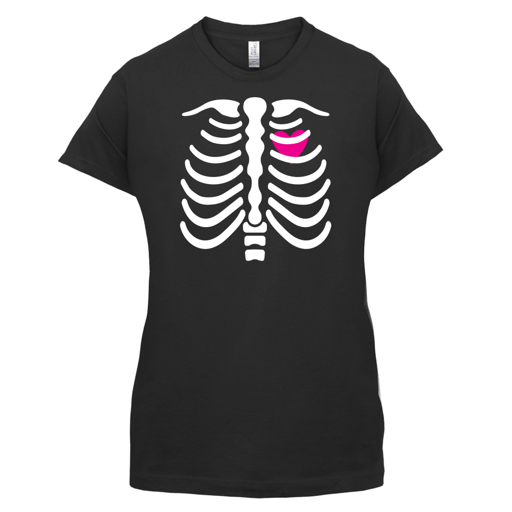 Pink Heart Skeleton T Shirt
