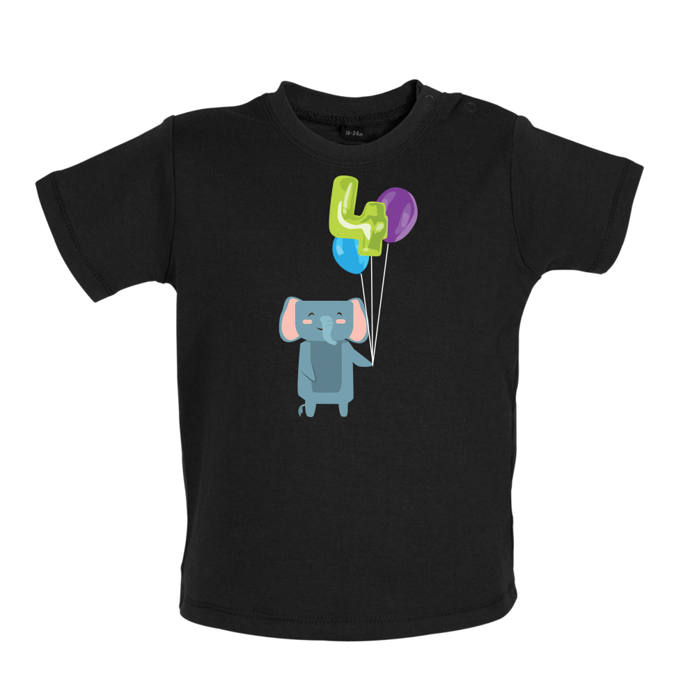 4th Birthday Elephant Baby T Shirt