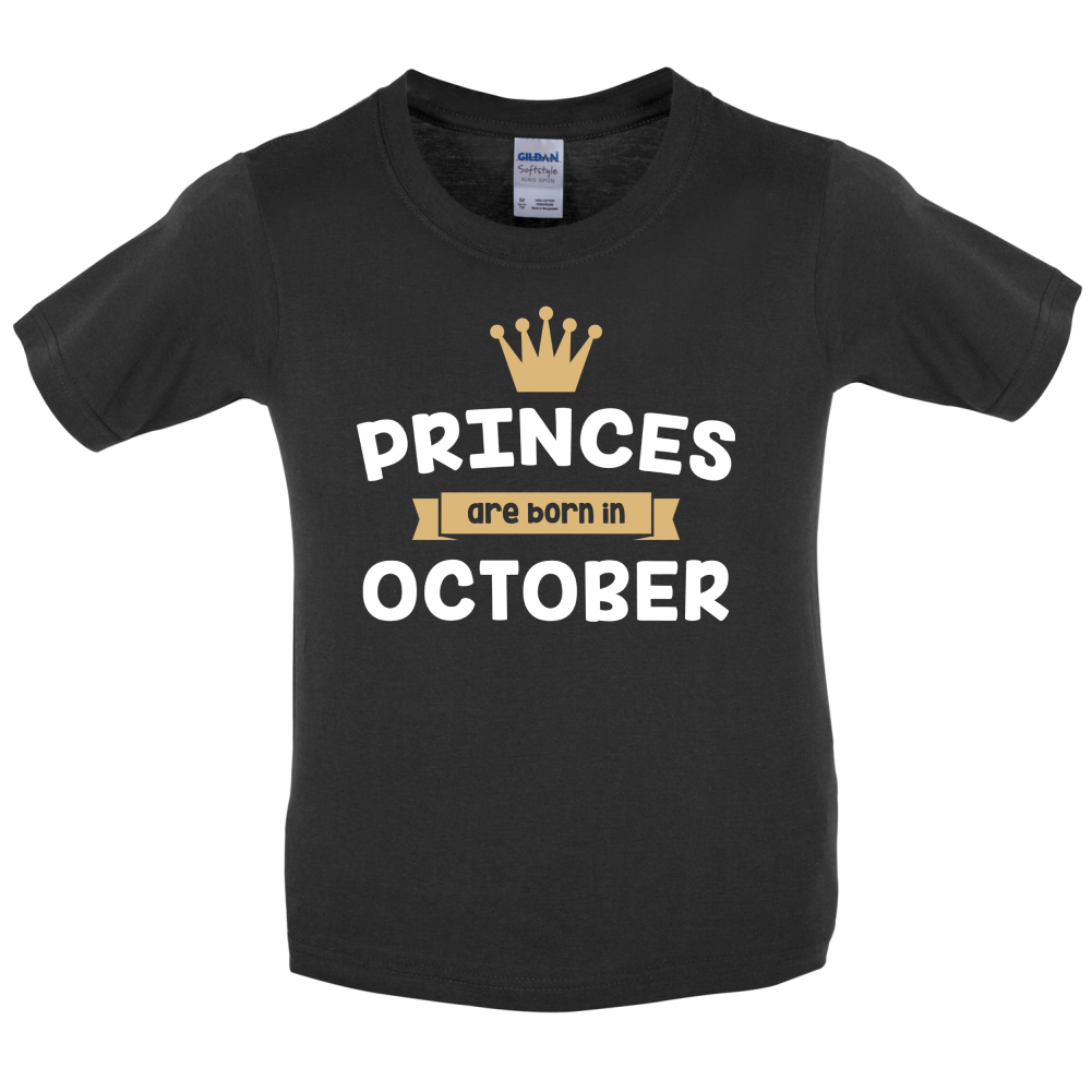 Princes Are Born In October Kids T Shirt