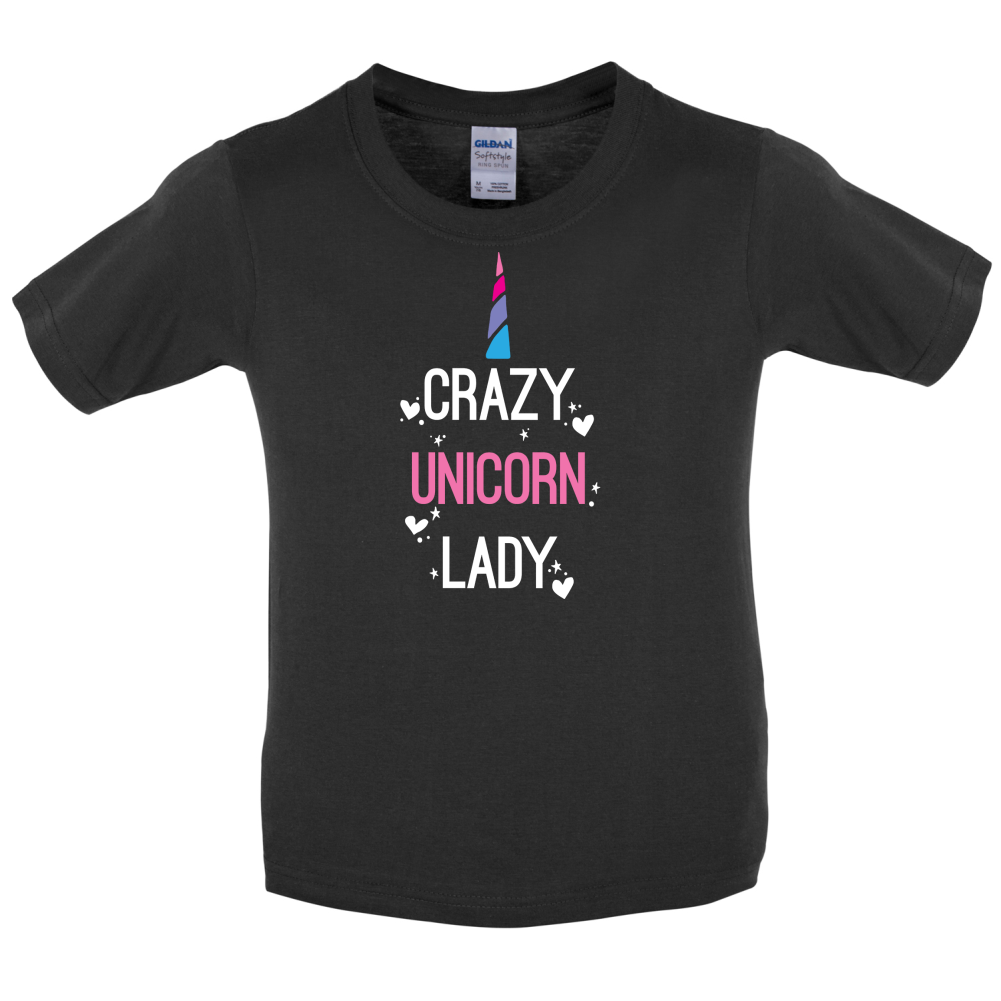 Crazy Unicorn Lady Kids T Shirt