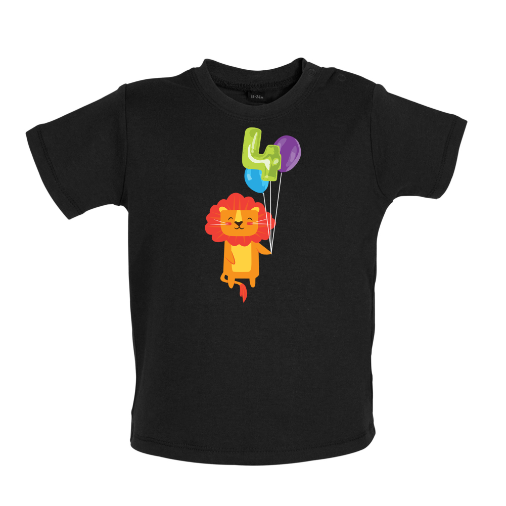 4th Birthday Lion Baby T Shirt