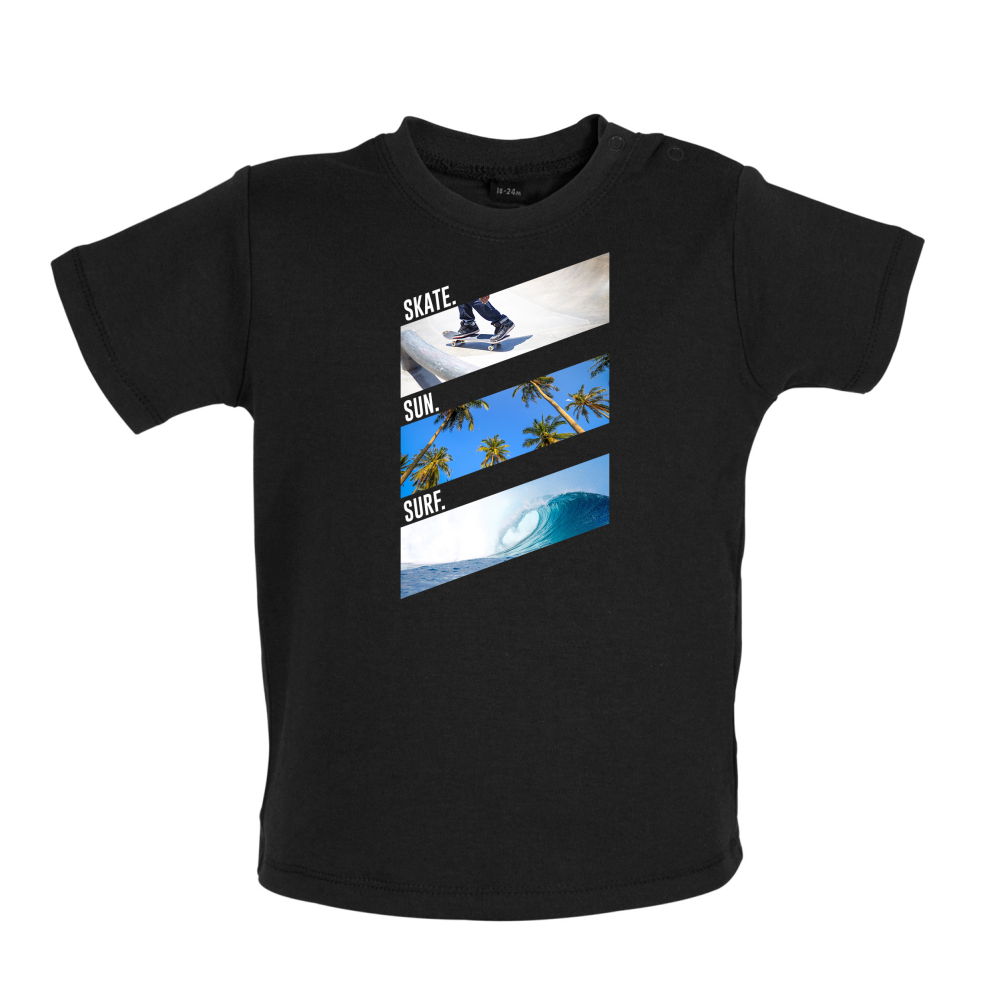Skate Sun Surf Baby T Shirt