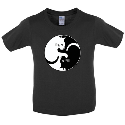 Yin Yang Cat Kids T Shirt