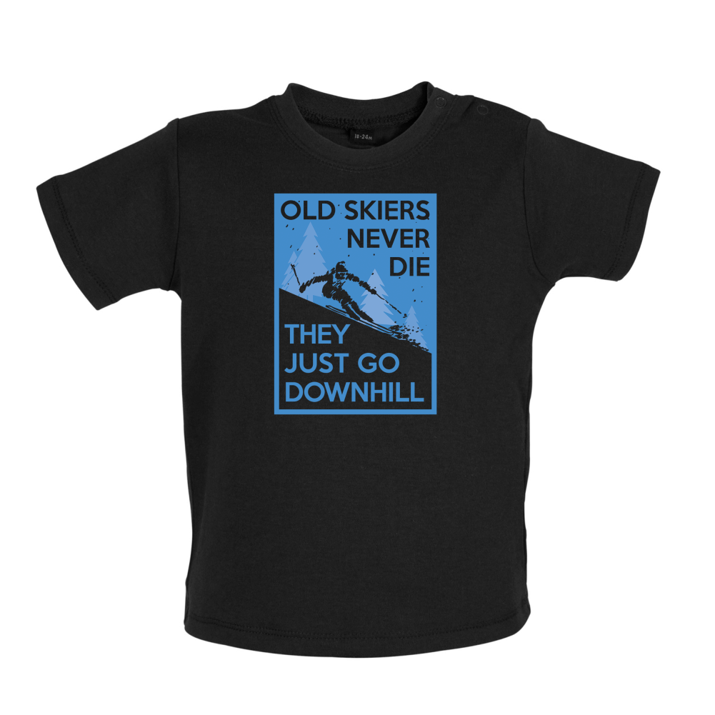 Skiers Go Downhill Baby T Shirt