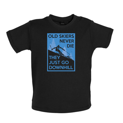 Skiers Go Downhill Baby T Shirt
