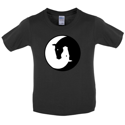 Yin Yang Horses Kids T Shirt