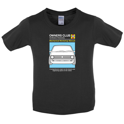 Car Owners Manual Golf MK1 Kids T Shirt