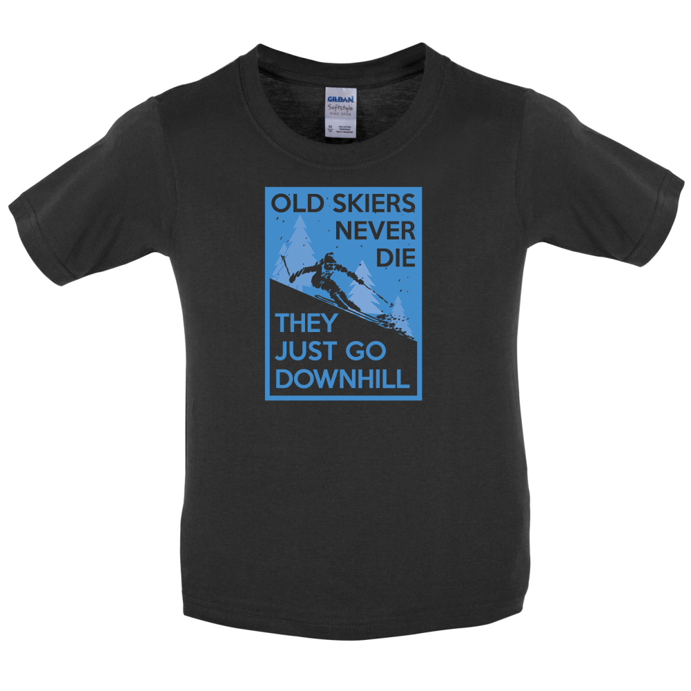 Skiers Go Downhill Kids T Shirt