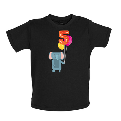 5th Birthday Elephant Baby T Shirt