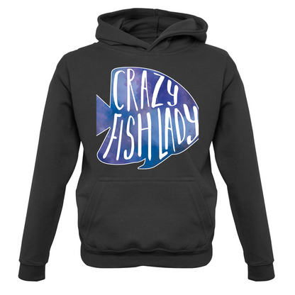 Crazy Fish Lady Kids T Shirt
