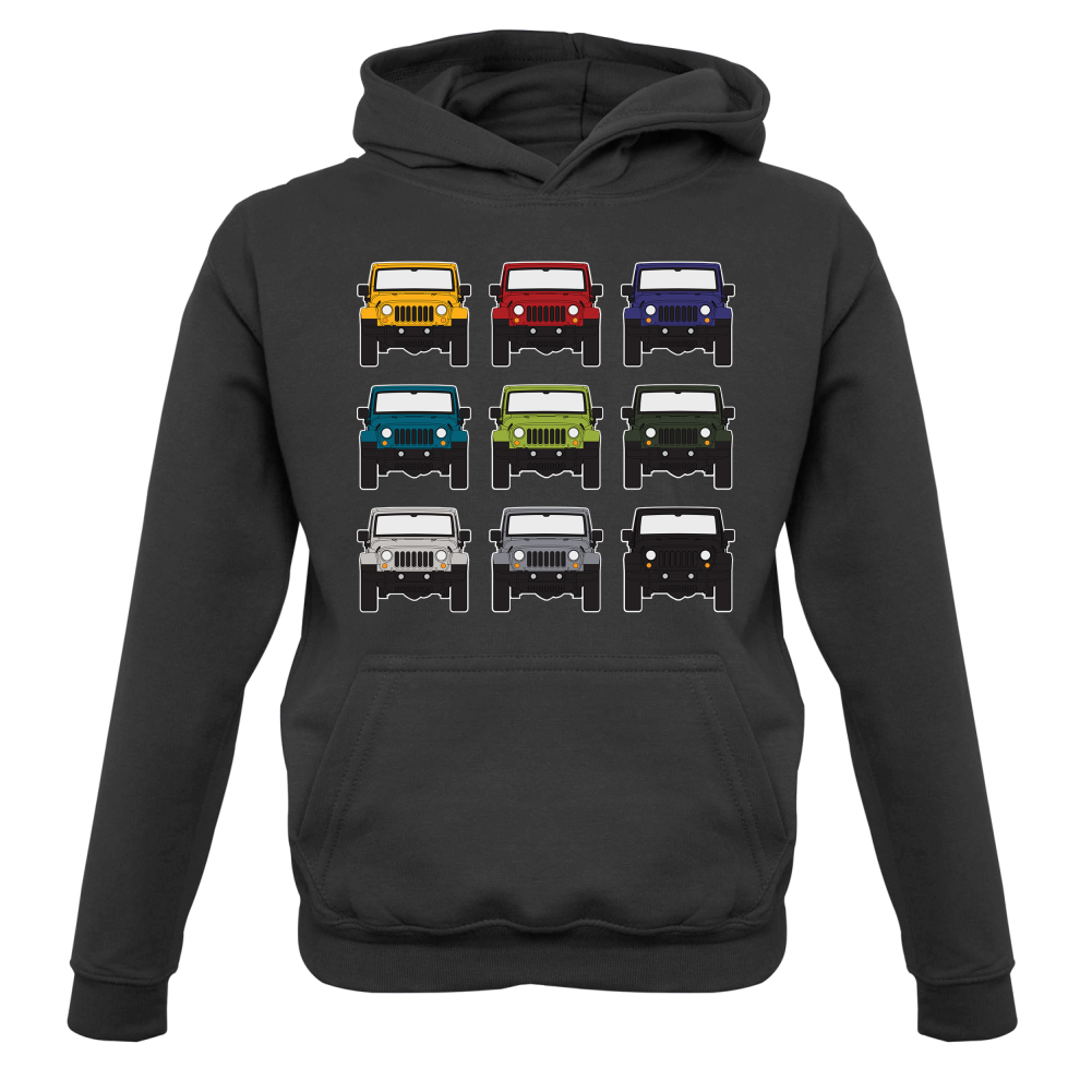 JW 9 Colour Car Grid Kids T Shirt