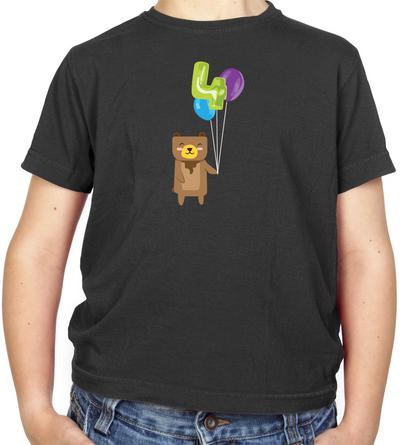 4th Birthday Bear Kids T Shirt