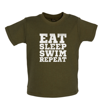 Eat Sleep Swim Repeat Baby T Shirt