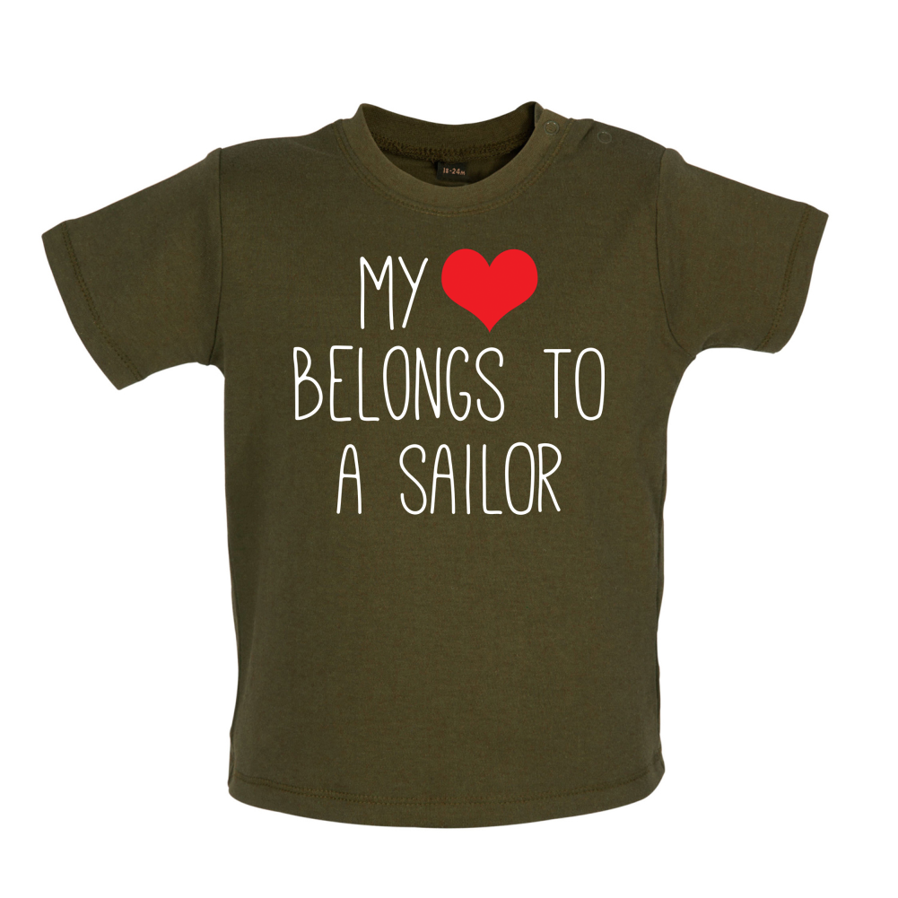 My Heart Belongs To A Sailor Baby T Shirt