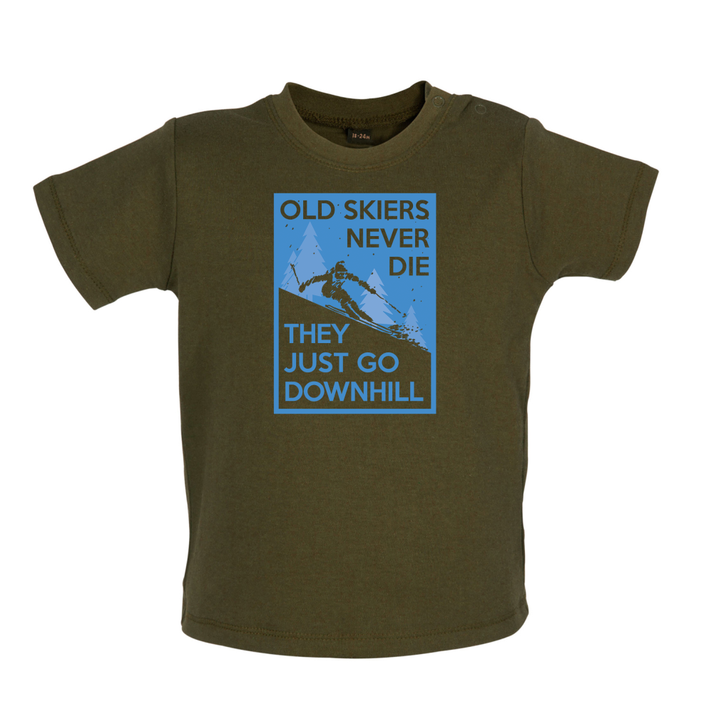 Skiers Go Downhill Baby T Shirt