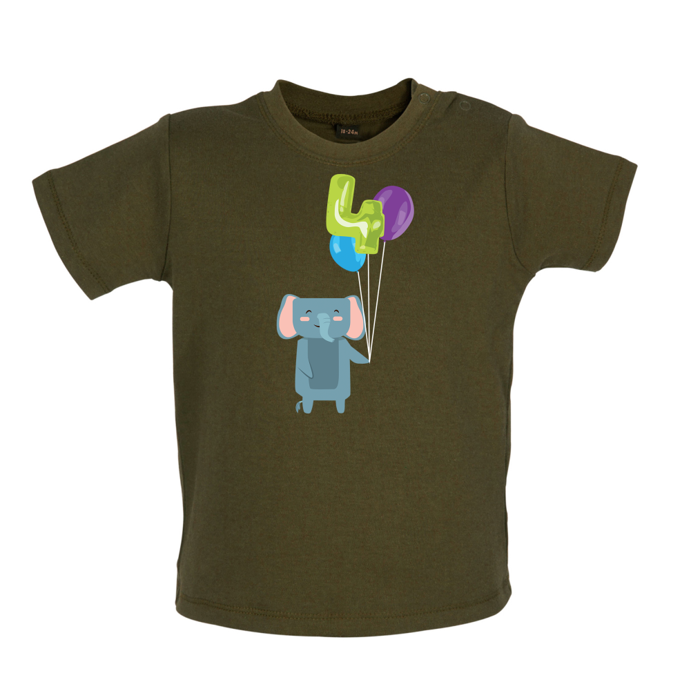 4th Birthday Elephant Baby T Shirt