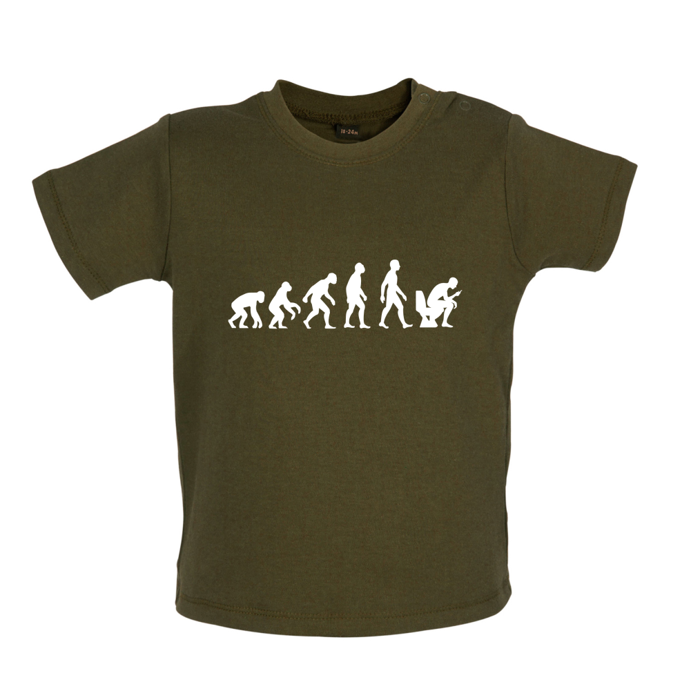 Evolution Of Man Phone On Toilet Baby T Shirt