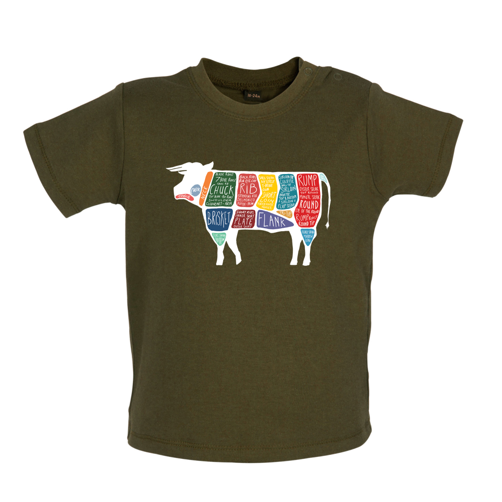 Butcher Cow Diagram Baby T Shirt