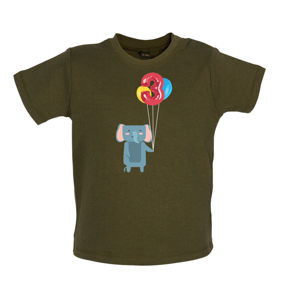 3rd Birthday Elephant Baby T Shirt