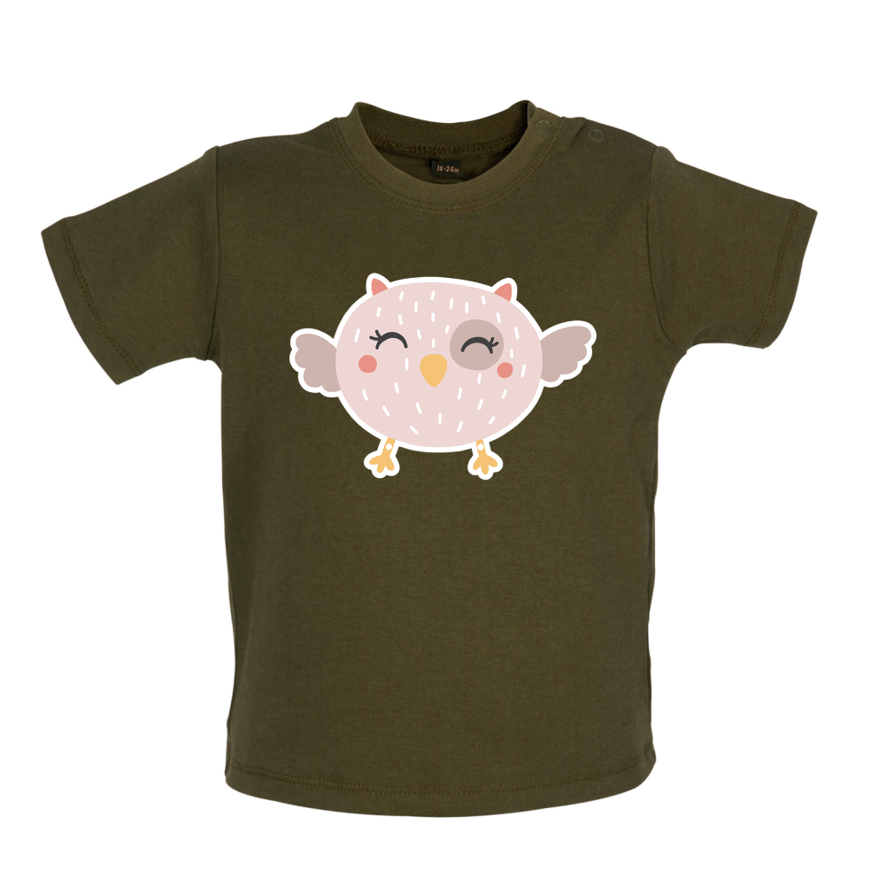 Smiley Face Baby Owl Baby T Shirt