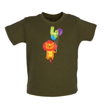 4th Birthday Lion Baby T Shirt