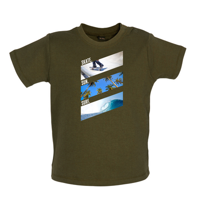 Skate Sun Surf Baby T Shirt