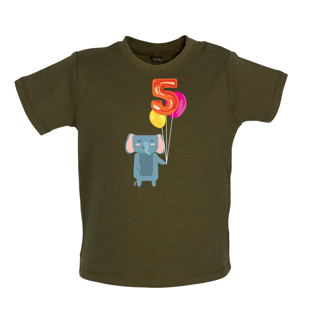 5th Birthday Elephant Baby T Shirt