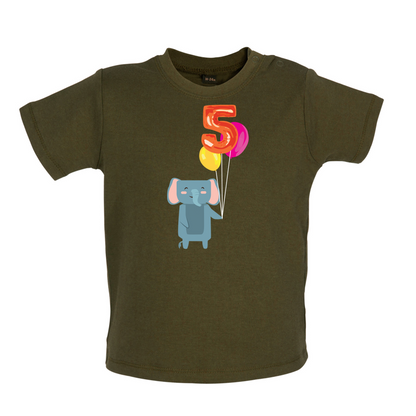 5th Birthday Elephant Baby T Shirt