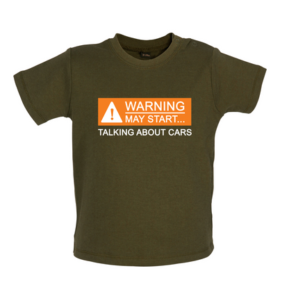Warning May Start Talking about Cars Baby T Shirt