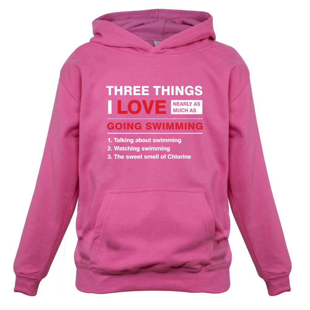 Three Things I Love Nearly As Much As Swimming Kids T Shirt