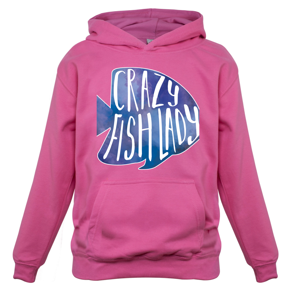 Crazy Fish Lady Kids T Shirt